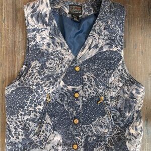Vintage Mureli Silk Blue Paisley Vest with Ornate Design